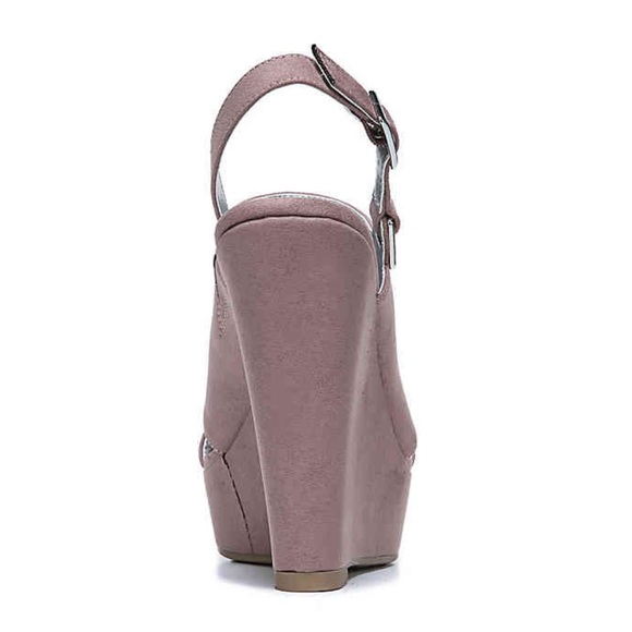 Mauve Towering Platform Wedge Slingback Sandal - Picture 4 of 6